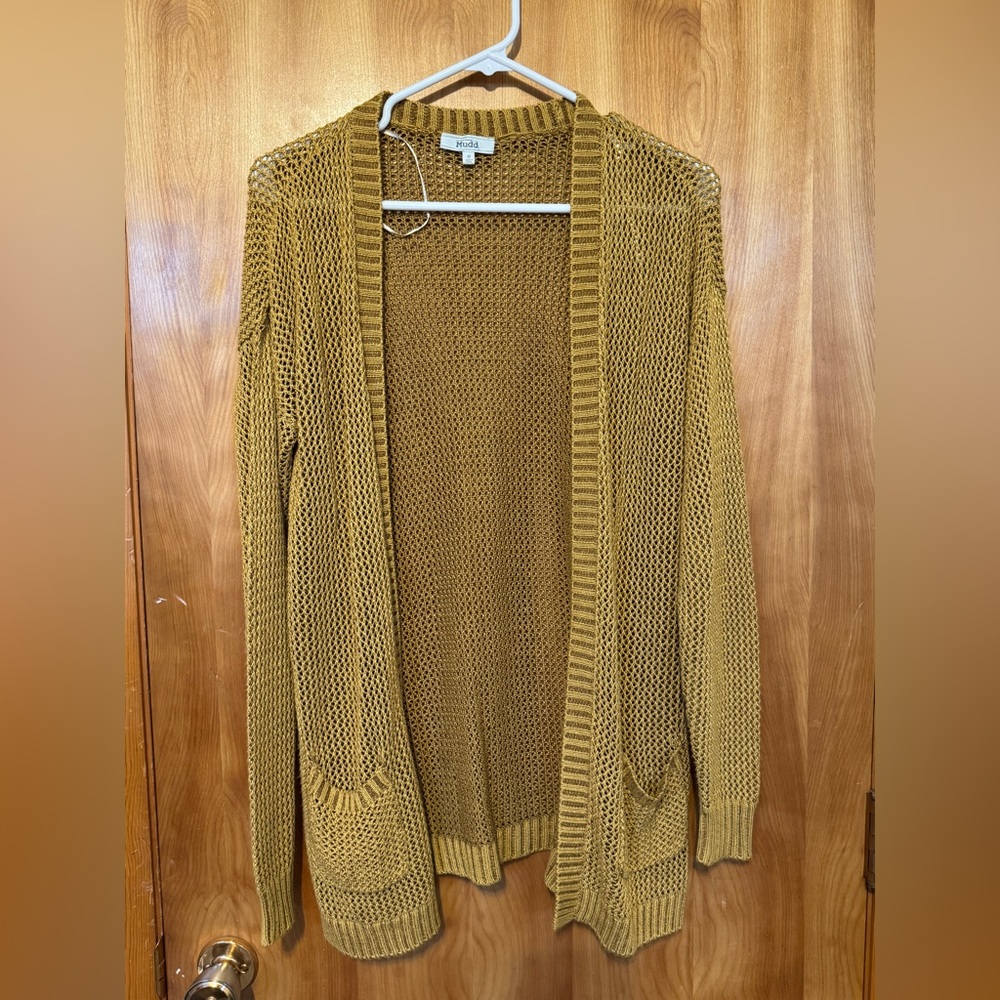 Moda Mustard Open-Knit Cardigan